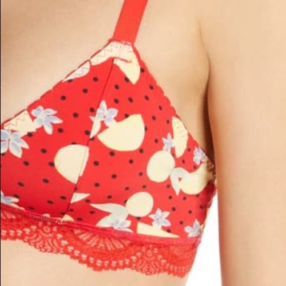 Free People Mari Printed Bralette Cherry Combo L - Picture 3 of 8